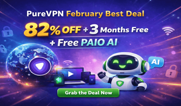 PureVPN February Deal 82% OFF+ 3 months free + Free PAIO AI