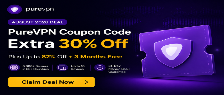 Claim extra 30% Off with purevpn verified coupon code